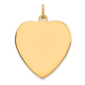 Kazi Luxury Sterling Silver GP Engraveable Heart Polished Disc Charm